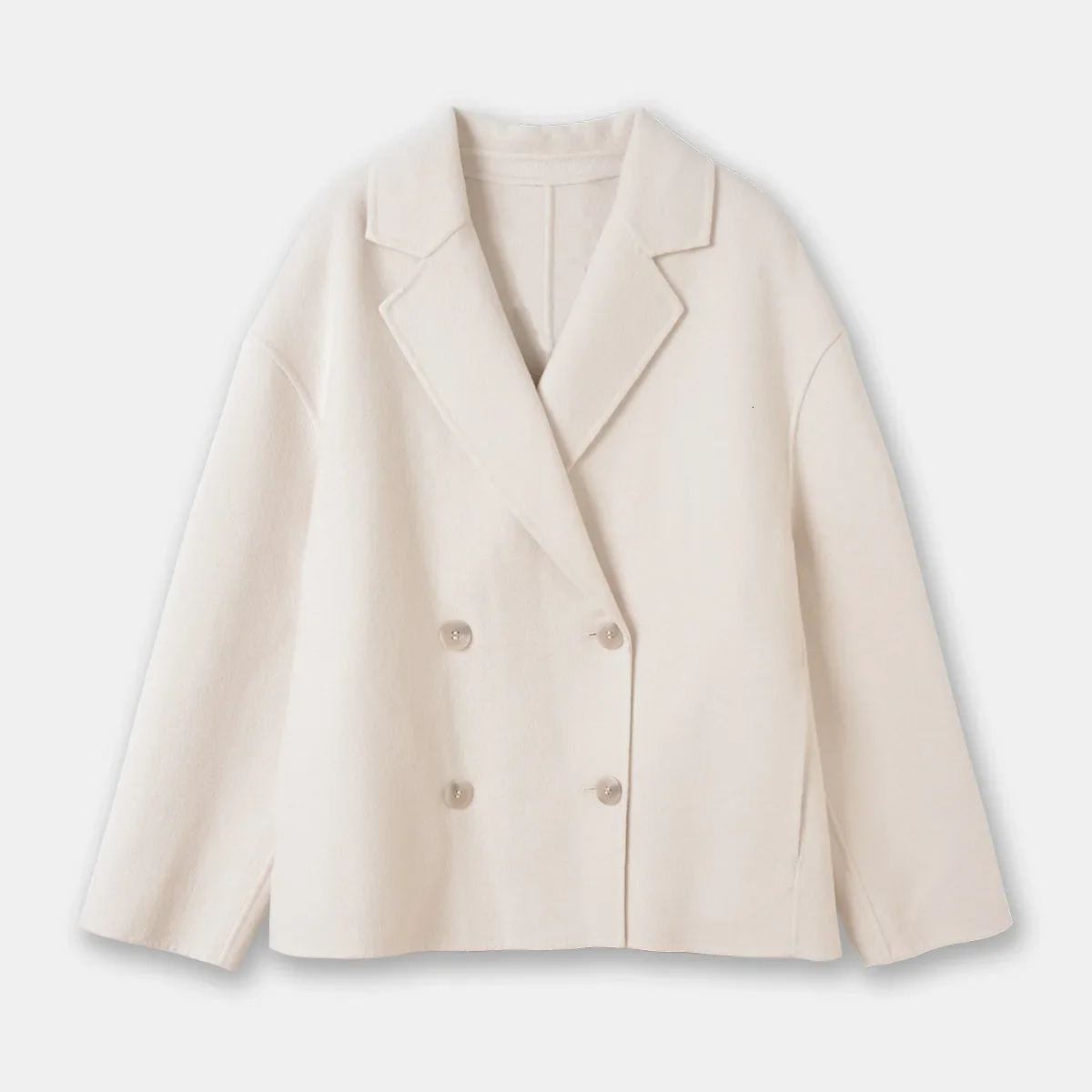 2023 Autumn Doublebreasted Wool Blend Short Women Coat 241008