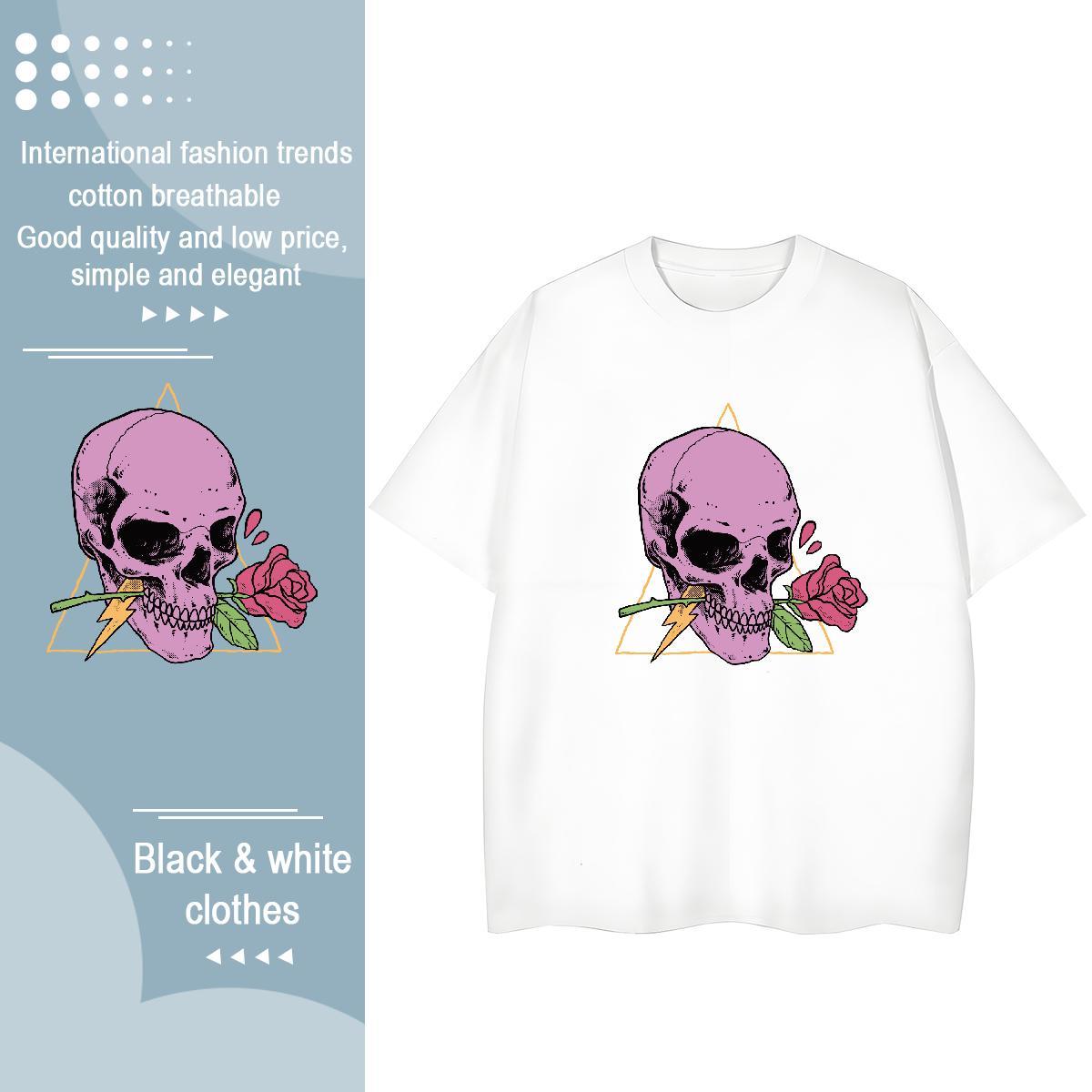 Classic Women T Shirts 230g Cotton Breathable Short Sleeve Hip Hop Street flower Woman Tshirt Designer Anime Polos