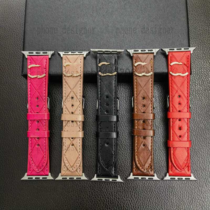 Smart Straps designer Designer Luxury Leather Watch Band For Apple iWatch strap 3 4 5 6 SE 7 Series 44mm 45mm 41mm 40mm 42mm 38mm Wristband Bracelet Women Men PY0C 2QEG
