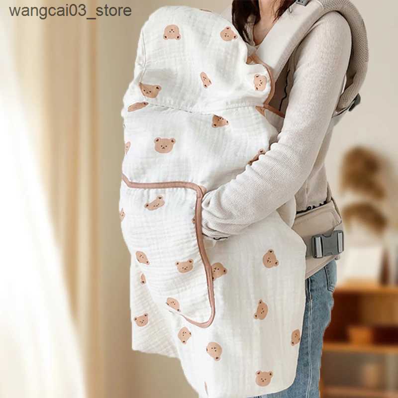 Blankets Swaddling Baby Bear Swaddle Wrap Summer Windproof Multifunctional Baby Blanekt Soft Cotton Cloark Cape Hooded Bath Towel Stroller Blanket L24