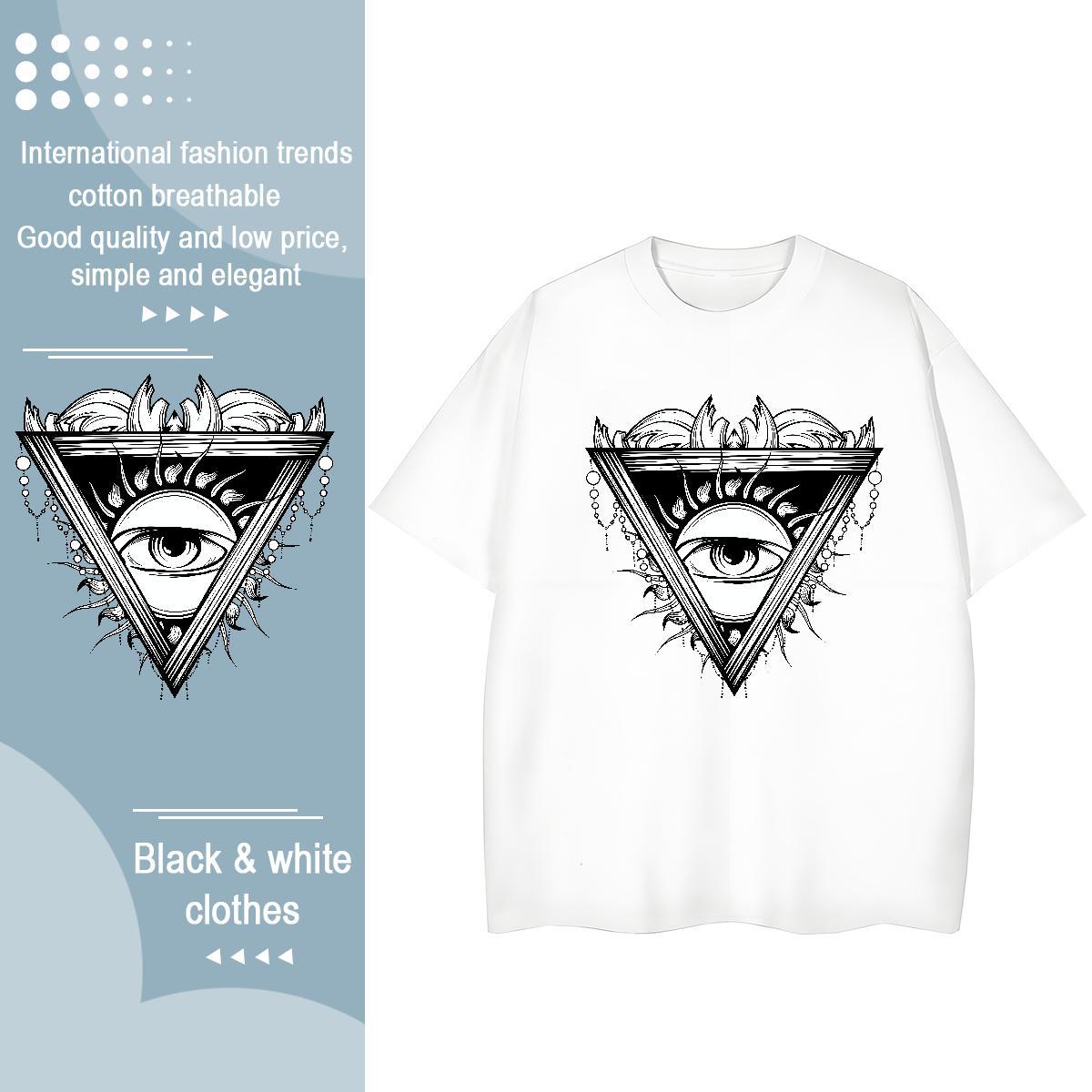 DIY T Shirts Women 230g 100% Cotton Short Sleeve O-Neck Daily Wear eye of the devil Woman Tshirt Lady Skull Tees Shirts