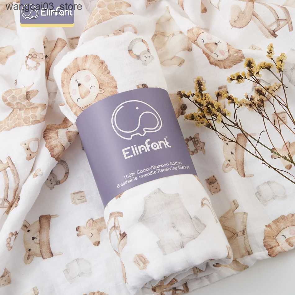 Blankets Swaddling Elinfant Popular Digital Print Bamboo Cotton Muslin Swaddle Blankets High Quality 120*110cm Newborn Baby Bath Towel Wrap L240910