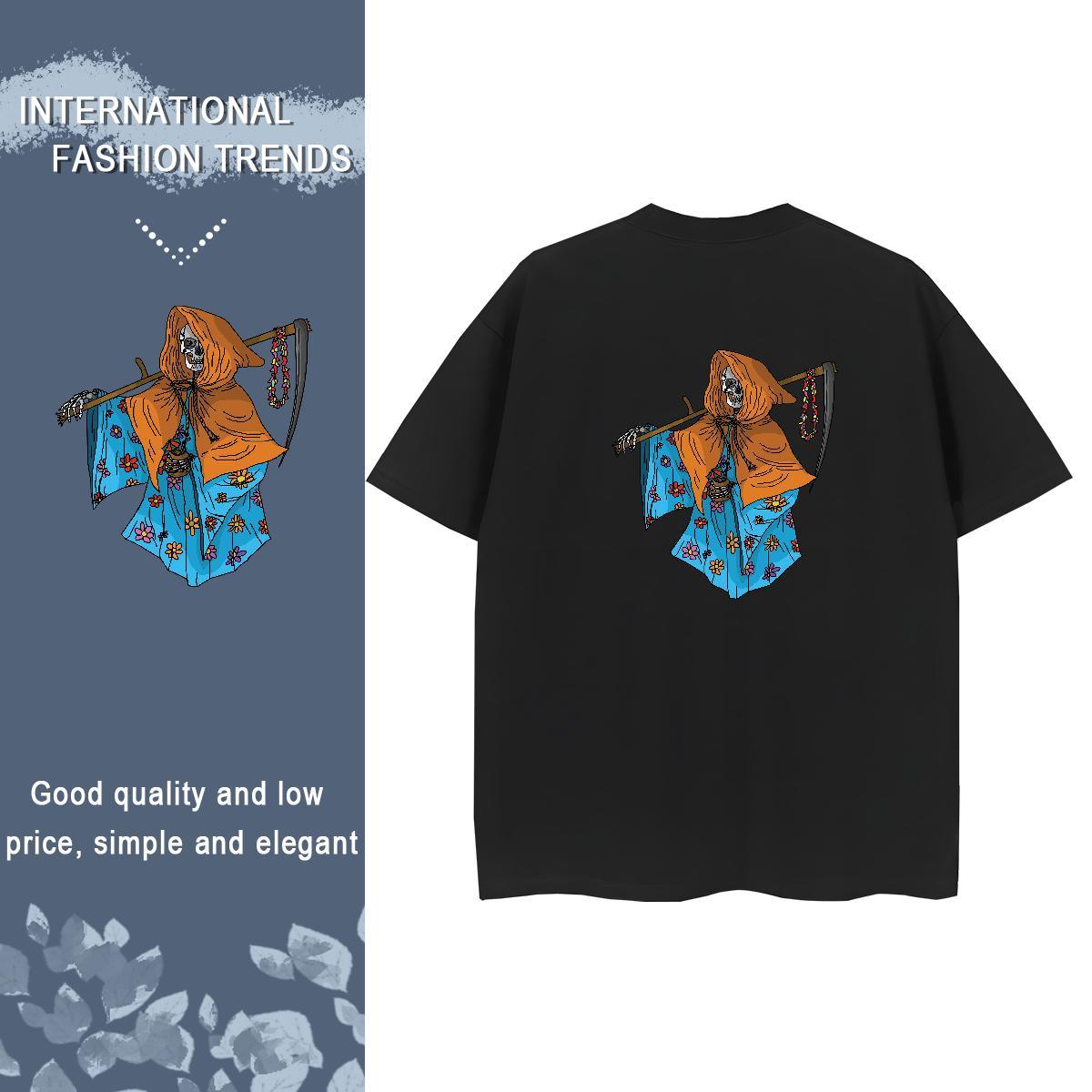 Designer T-Shirts 230g 100% Cotton Crew Neck Casual skull Women Tshirts 5A Custom Cartoon Tees