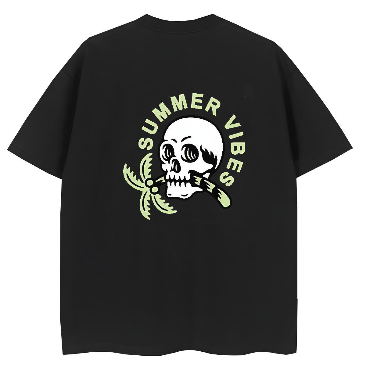 DIY T-Shirts for Women 230g Pure Cotton Breathable Soft Daily Wear skull Tshirt for Man Woman Popular Custom Print Oversized Tees Shirts