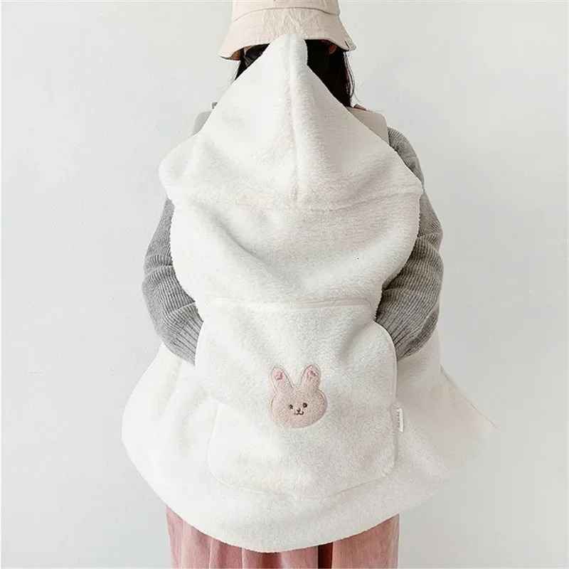 Coral fleece baby stroller cover embroidered bear rabbit winter windproof childrens blanket baby nap blanket warm bedding 240925