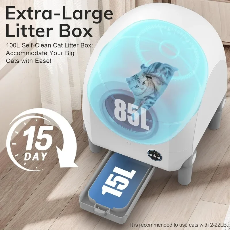 68L Automatic Cat Litter Box with Camera Self-cleaning Litter Box Closed Cat Tray Oversized App Remote Control Smart Pet Product