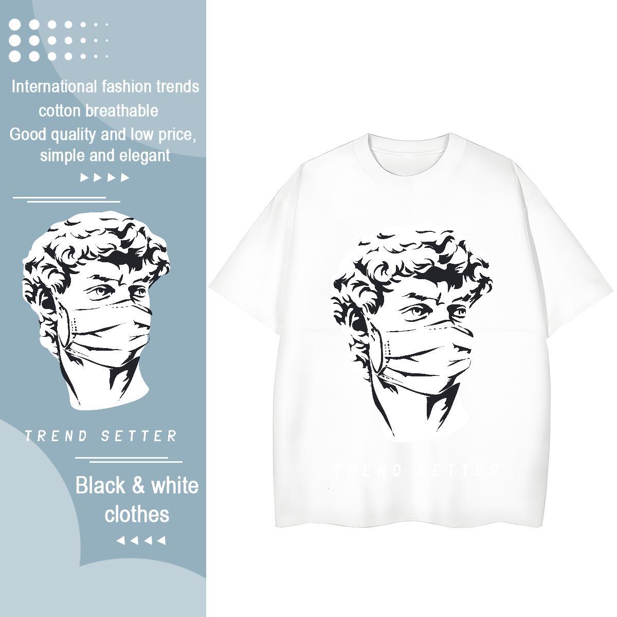 New Woman T Shirts 100% Cotton 230g Round Neck Short Sleeve Hip Hop Street portrait Couples T Shirts Soft DIY Printed Clothings