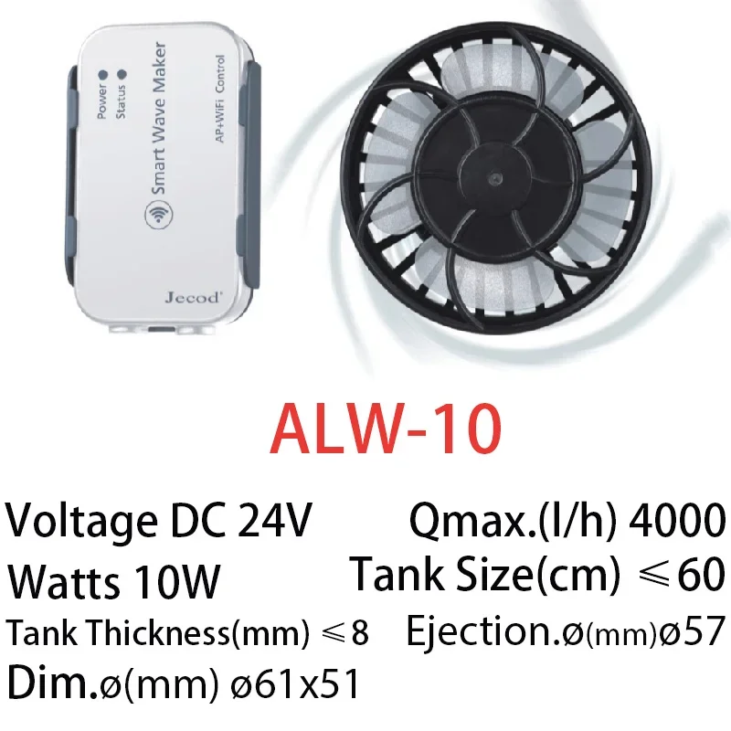 Jebao Jecod Upgraded ALW Series WIFI Smart Wave Maker Broad Flow Style Reef Fish Aquarium Powerhead Pump ALW-5 10 20 30