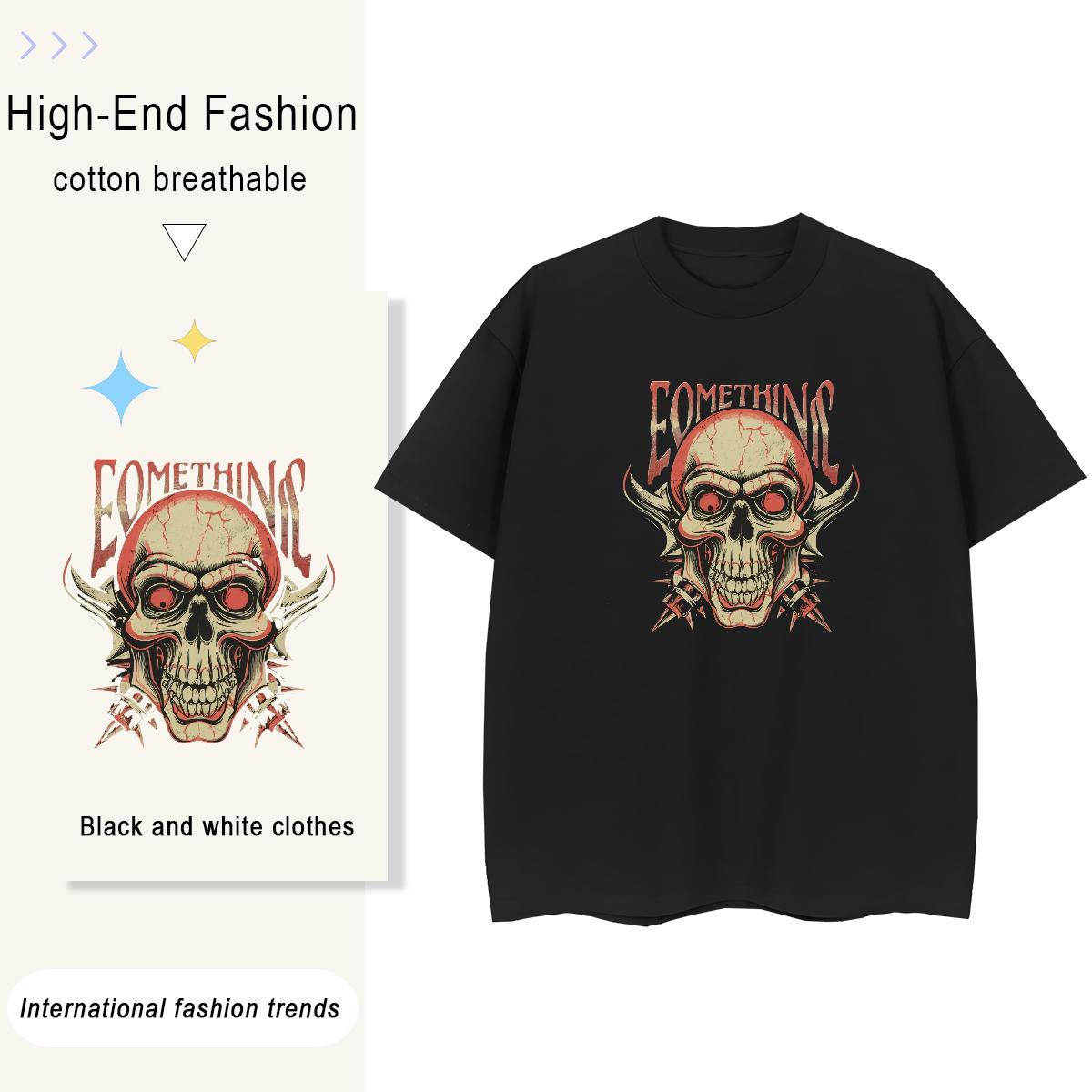 New Arrival Women T Shirts 230g 100% Cotton Breathable Short Sleeve High Street Hip Hop skull Tshirt for Man Woman Comfortable Custom Print Oversized 