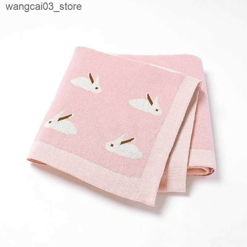 Blankets Swaddling Cotton Baby Blanket Knit Newborn Girl Boy Bedding Quilt 100*80CM Infant Stroller Swaddling Cute Cartoon Rabbit Soft Plaid Covers L2