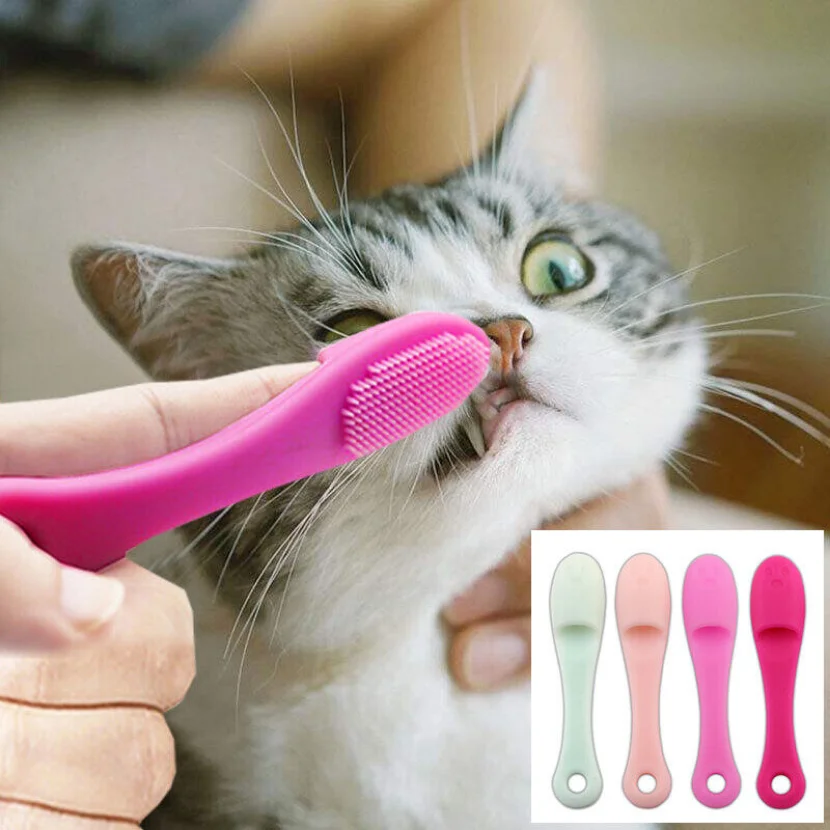 Pet Cleaning Brush Cat Chin Blackhead Dog Teeth Tongue Coated Silicone Brush 1pc