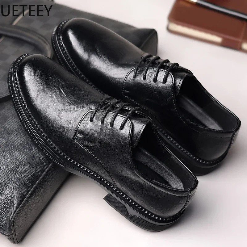 Leather shoes leather shoes mens shoelaces non slip and lightweight UETEEY classic explosion-proof style leather casual 241007