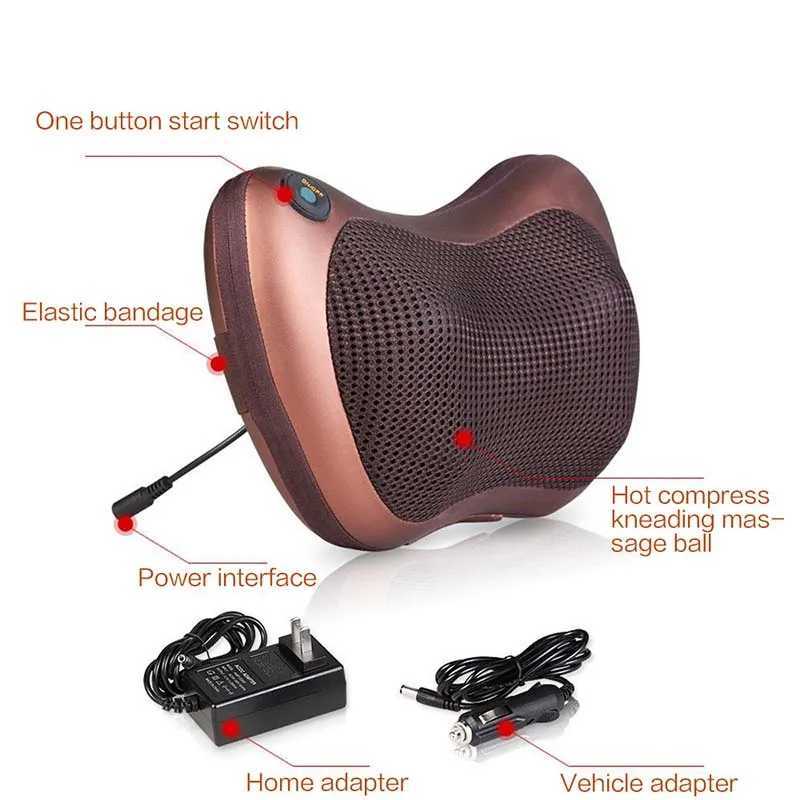 Neck massager for car and home use Cervical massage for neck back waist electric multifunctional massage pillow arm foot infrared heating W240819