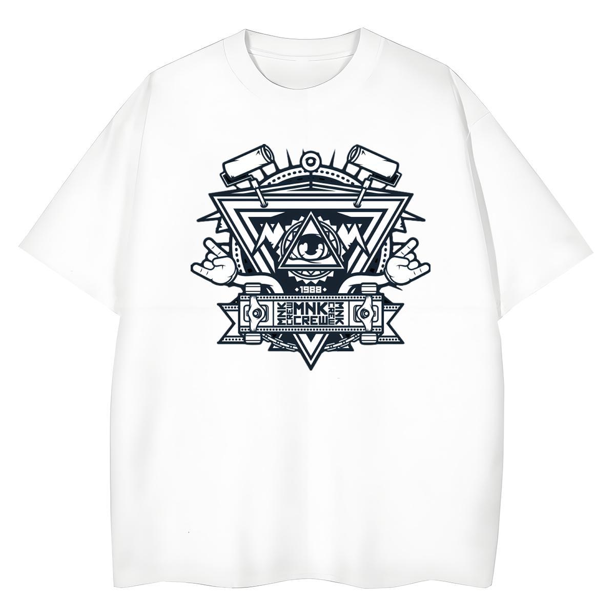 Fashion Casual T shirt 100% Cotton 230g Short sleeve Soft Sports Street Wear eye of the devil Couples T Shirts Loose fit Black White Top Shirts