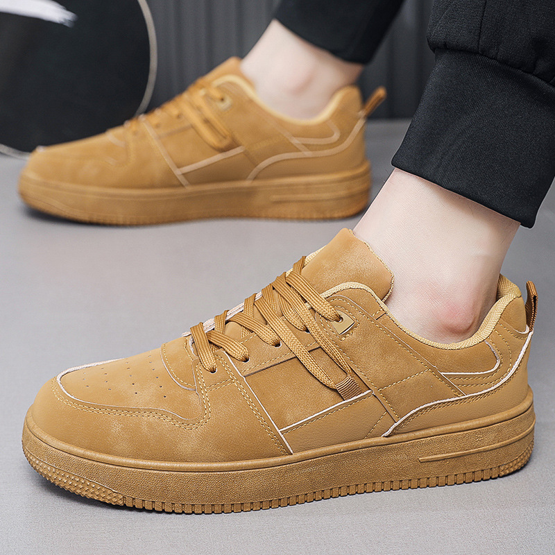 Men Casual Shoes Black White Brown Breathable Trendy Shoes Non-Slip Lace Up Outdoor Platform Sneakers