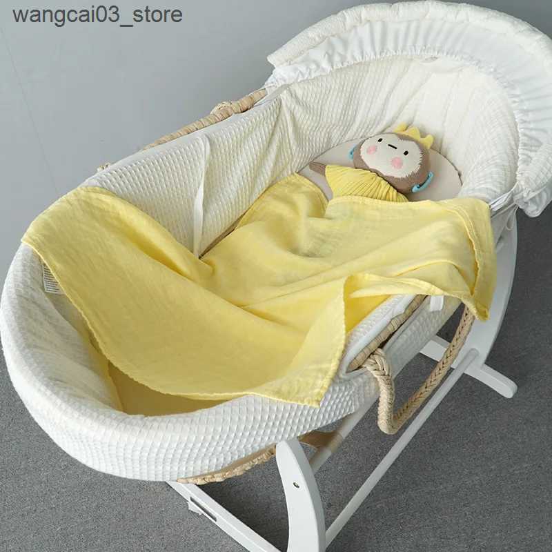 Blankets Swaddling Muslin 70mboo 30%Cotton Baby Blanket Baby Bed Soft Swaddle Newborn Pure Color Feeding Bibs Bandana Burp Cloth Towel Scarf L240910