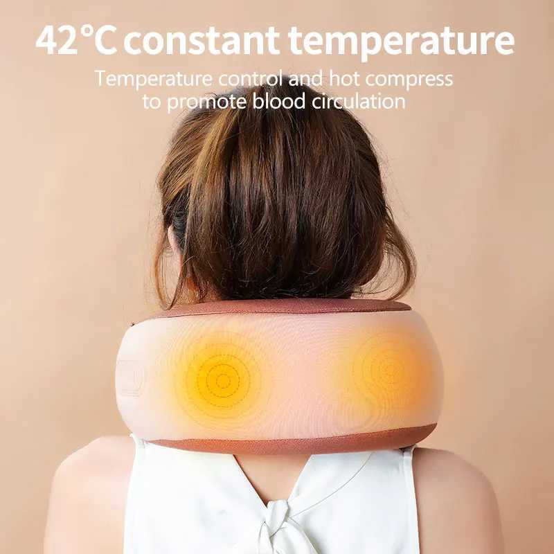 Electric heated neck massager U-shaped pillow multifunctional portable Cervical massager outdoor car relaxation massage W240819