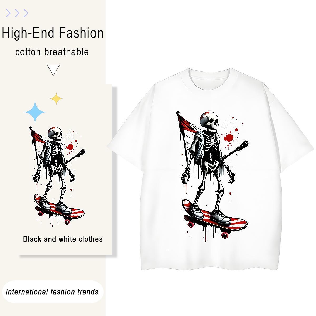 Brand T Shirt For Woman 230g 100% Cotton Breathable Sports Street Wear skull Couples T Shirts Lady Oversized L-4XL Tops Tees