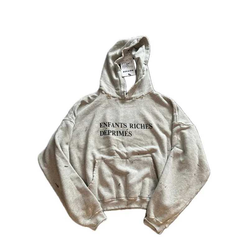 Men's Hoodies Sweatshirts ERD Wash Grey Destruction Classic Letter Printing Hoodie Sportswear Mens Best Size Cotton Hoodie S251017