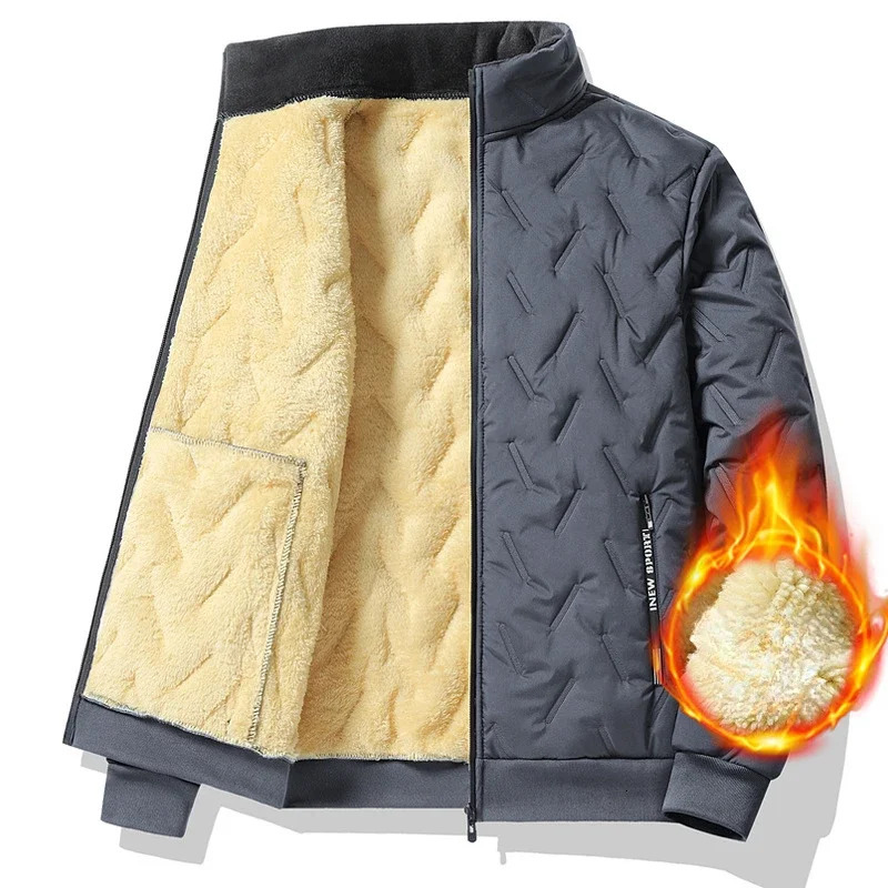 Mens Coat Winter Lamb Top Plus Velvet Thickened WarmCoats High Quality Jacket Men Standing Collar 241011