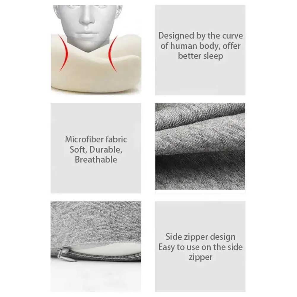 Adjustable U-shape memory foam travel neck pillow suitable for portable head support in cars planes and during sleep W240819