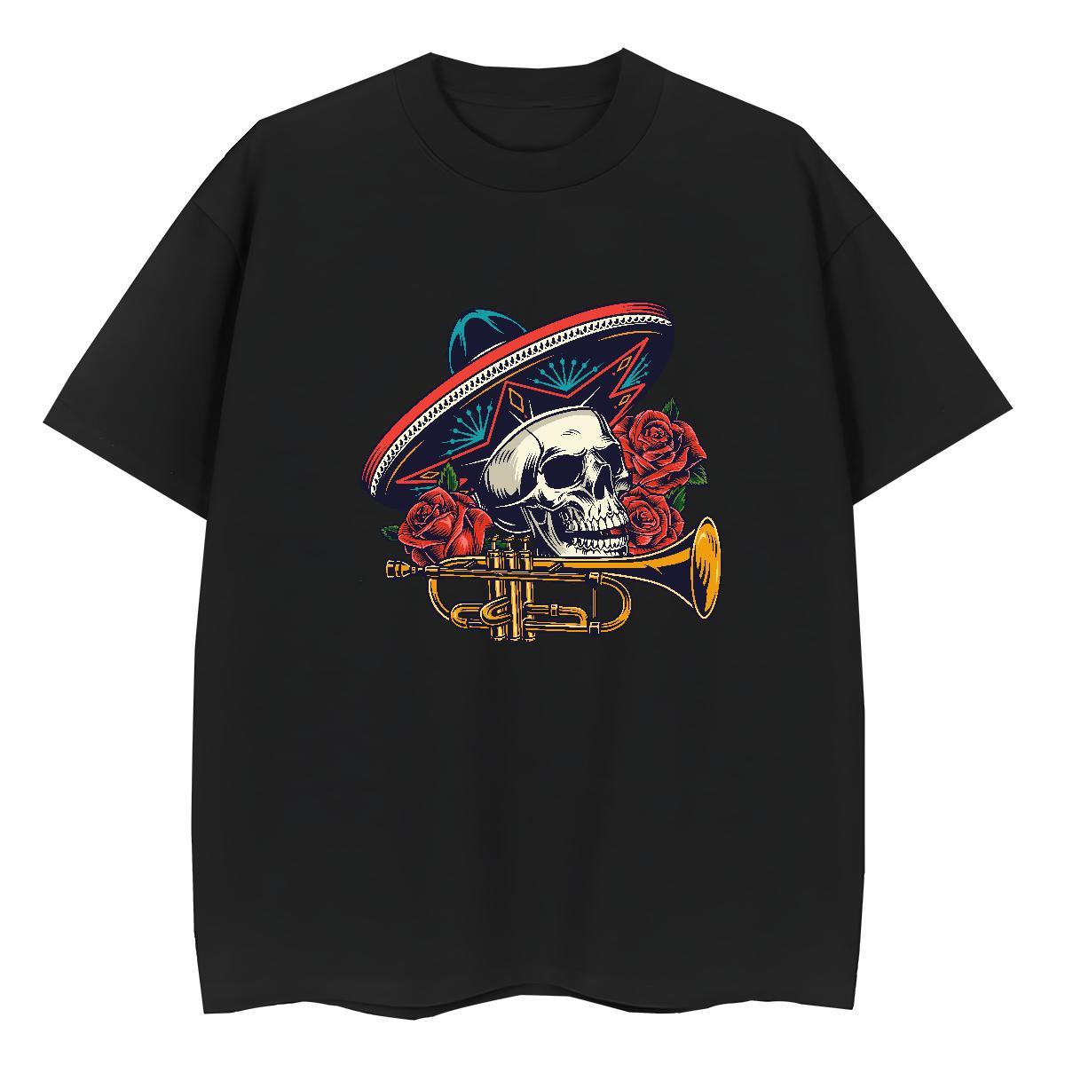 TOP Quality T Shirt For Woman 230g Cotton Round Neck Short Sleeve Summer Casual skull Lady T shirt Popular Cartoon Print Tshirts