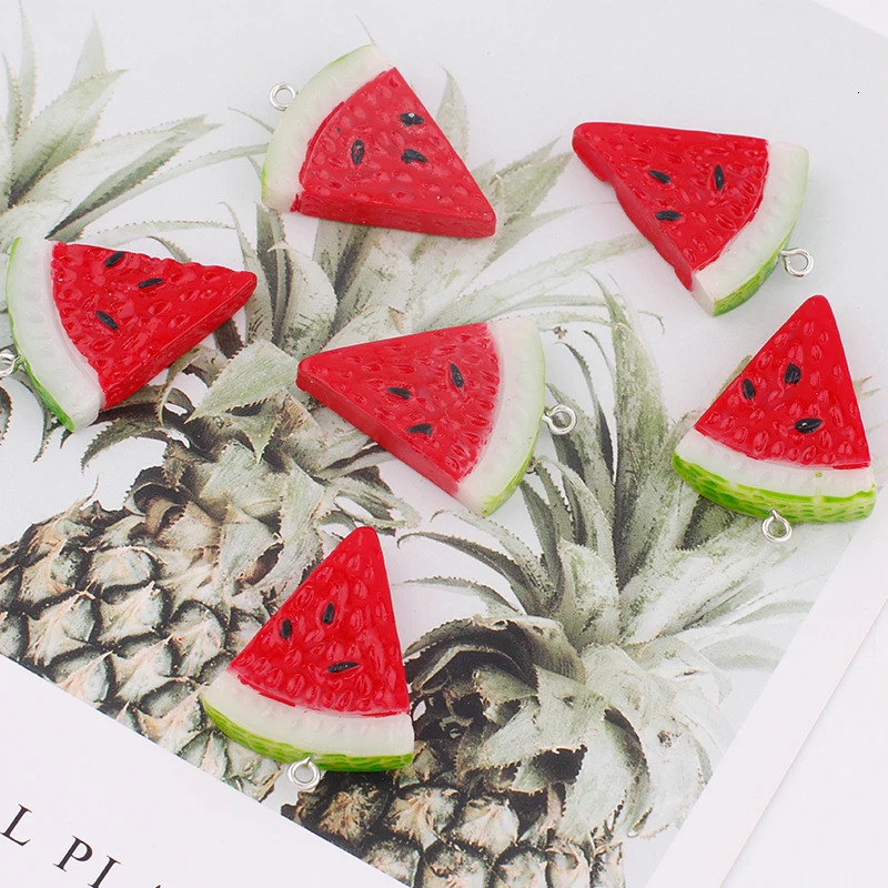 10pcslot resin fruit watermelon charms pendant for necklace bracelet earring Diy jewelry making accessories keychain findings 241010