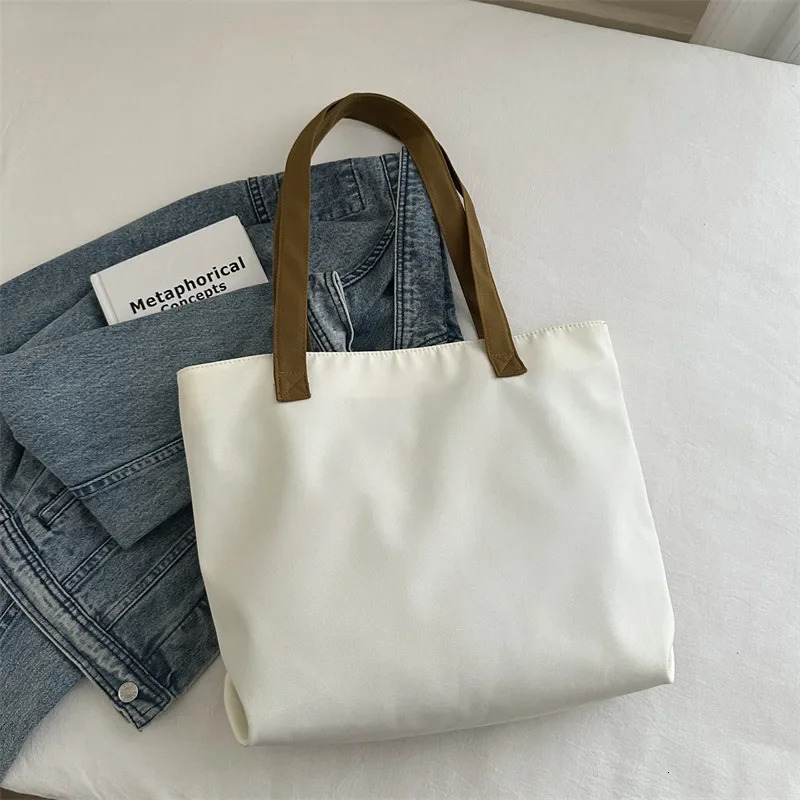Korean canvas shoulder shopping bag womens zipper large handbag womens handbag womens handbag student women Bolso Mujer 241008