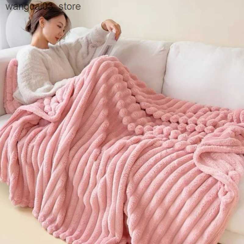 Blankets Swaddling Fluffy Soft Blankets Warm Winter Double White Cute Adults Girls Fuzzy Sofa Double Bed Sheets Soft Pink Blanket Queen Size Small. L2