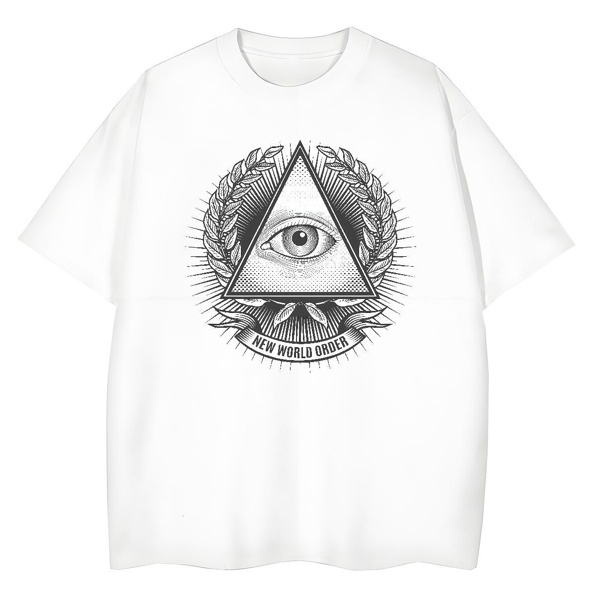 Classic Womens T Shirts 230g Pure Cotton Crew Neck Summer Casual eye of the devil Tshirt for Man Woman High quality Plus Size Cartoon Top Shirts