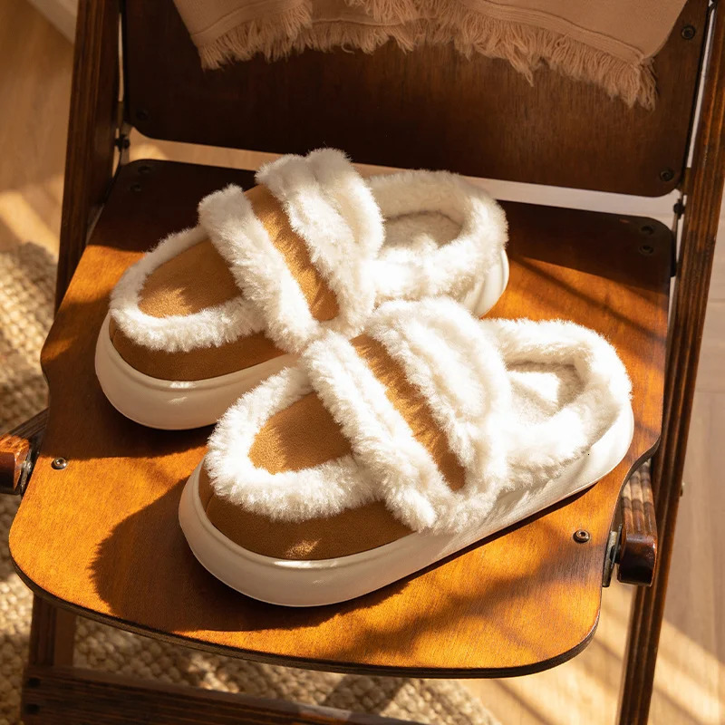 Comwarm plush womens soft slider winter fur fuzzy soft fluffy collar comfortable slider indoor fur artificial fur warm house slider 241007