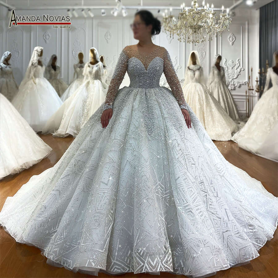 Amazing Full Pearls Ball Gown Wedding Dress Custom Order Sizes Real Work