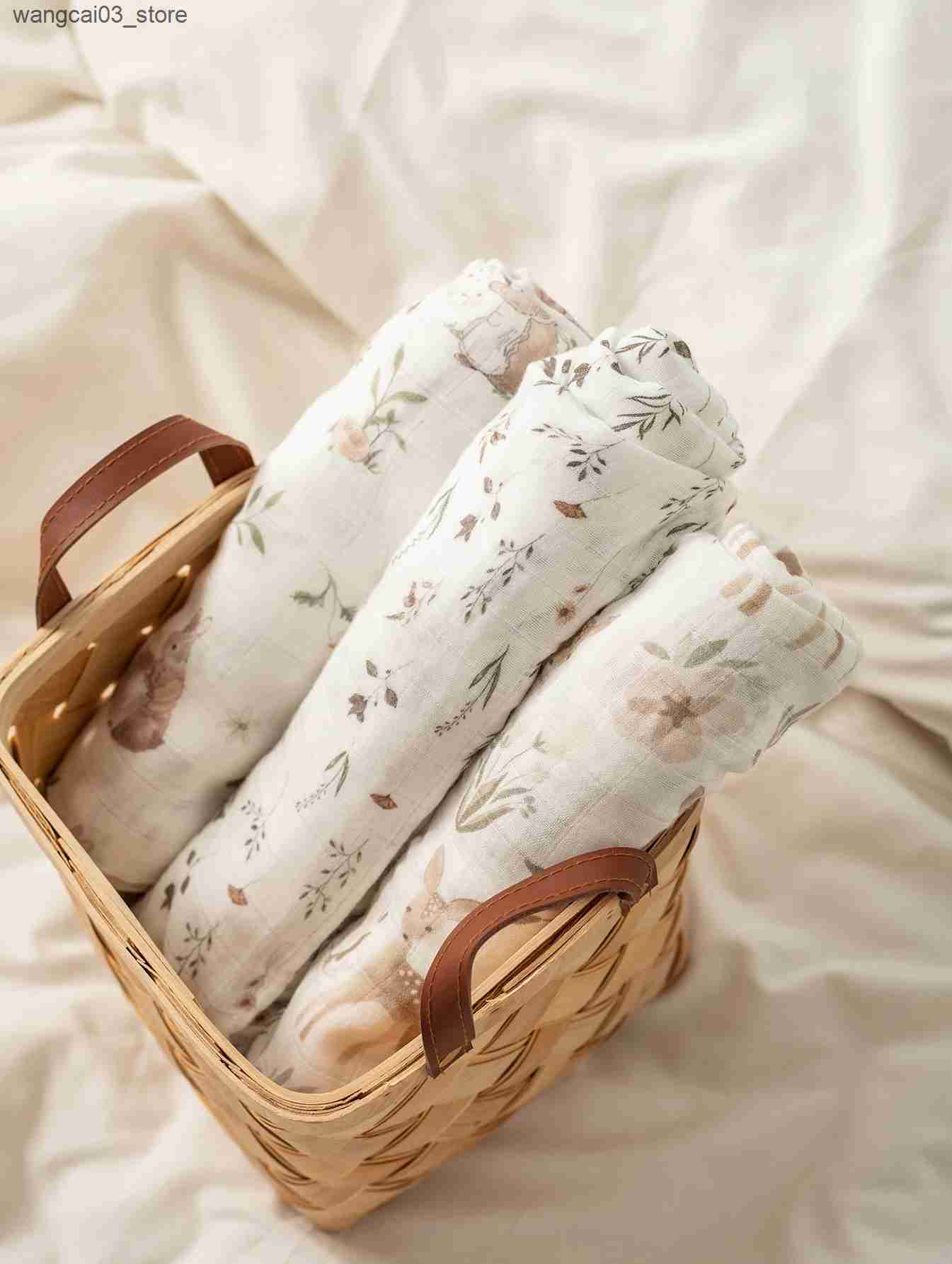 Blankets Swaddling Popular Digital Print Bamboo Cotton Muslin Swaddle Blankets High Quality 120*120cm Newborn Bath Towel Wrap Baby Item Mother Kids L2