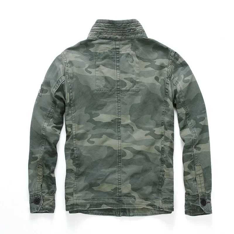 Military denim jacket mens retro camouflage multi pocket mens denim jacket fashion goods jeans Coats Jaqueta Masculina size S-2XL W241011