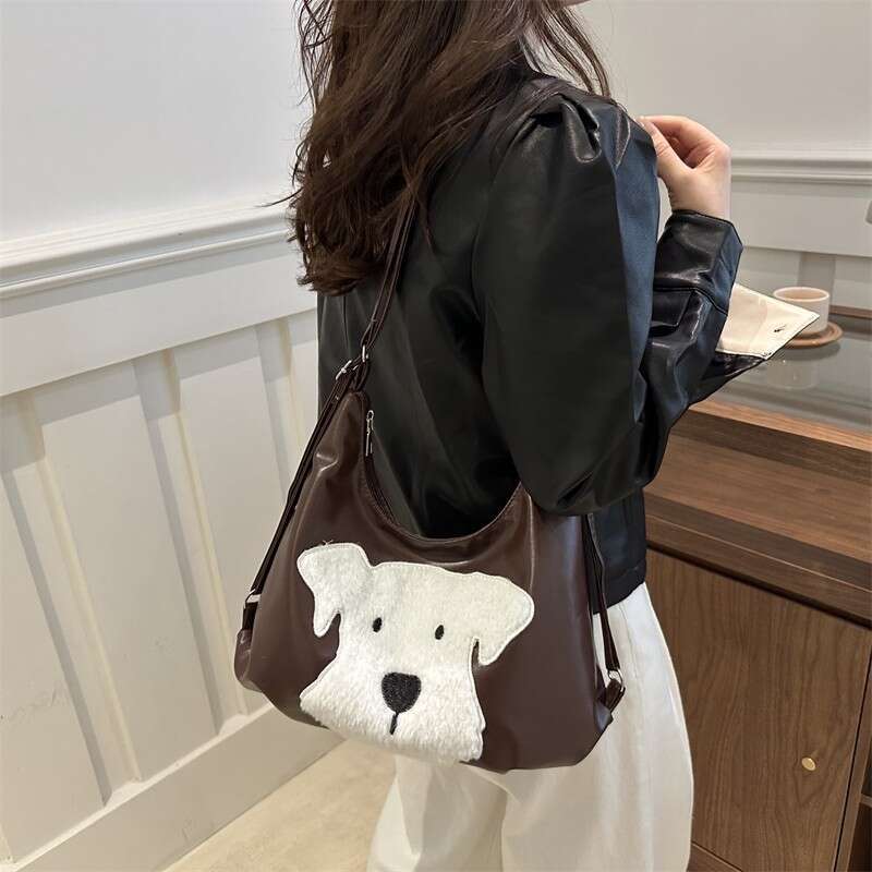 Cute Plush Dog Backpack 2024 New Casual Commuter Fashionable, Simple, High Beauty Shoulder Bag