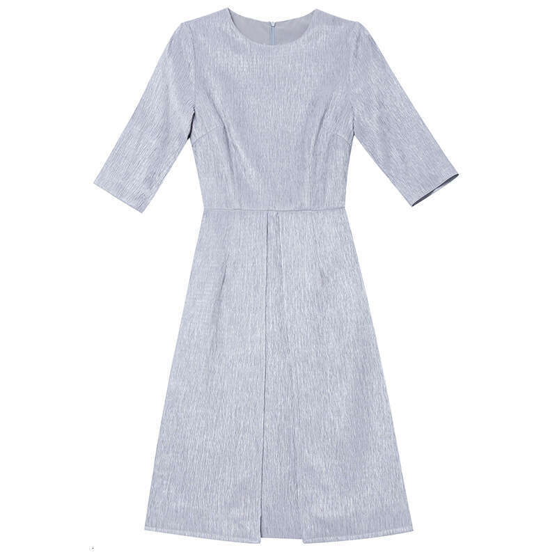 2024 Autumn New Dress Commuting Style Belt Womens High Grade Solid Color Five Sleeve A-line Skirt