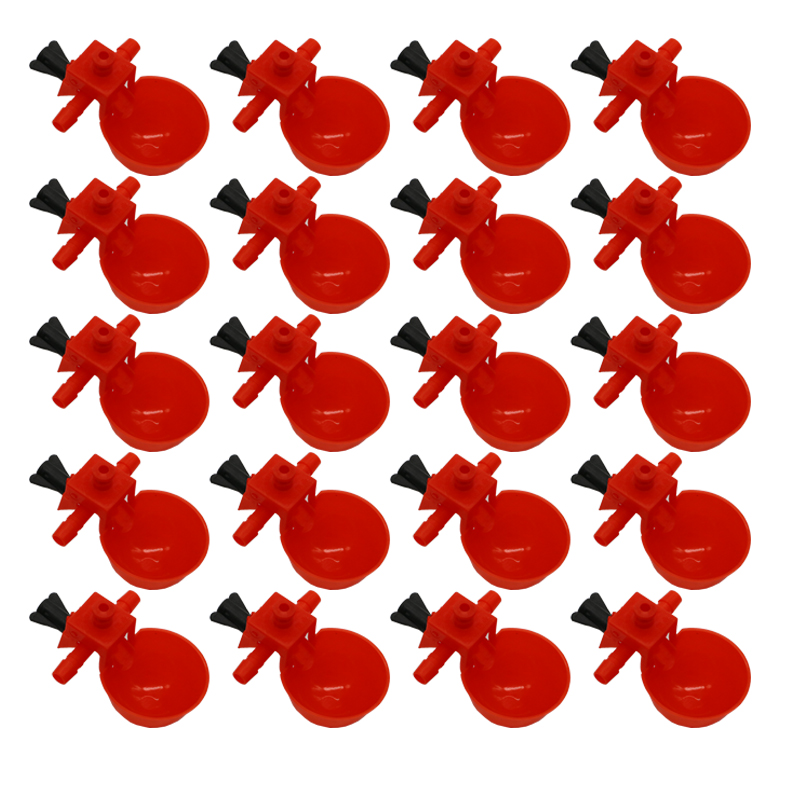 50 Sets Red Quail Waterer Animal Feeders Automatic Bird Coop Feed Poultry Chicken Fowl Drinker Water Drinking Cups