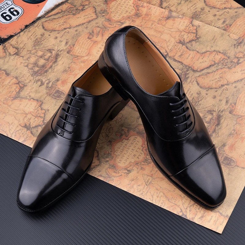 Successful business shoes mens pure leather elegant high-end Oxford natural handmade formal dress office party set black 241007