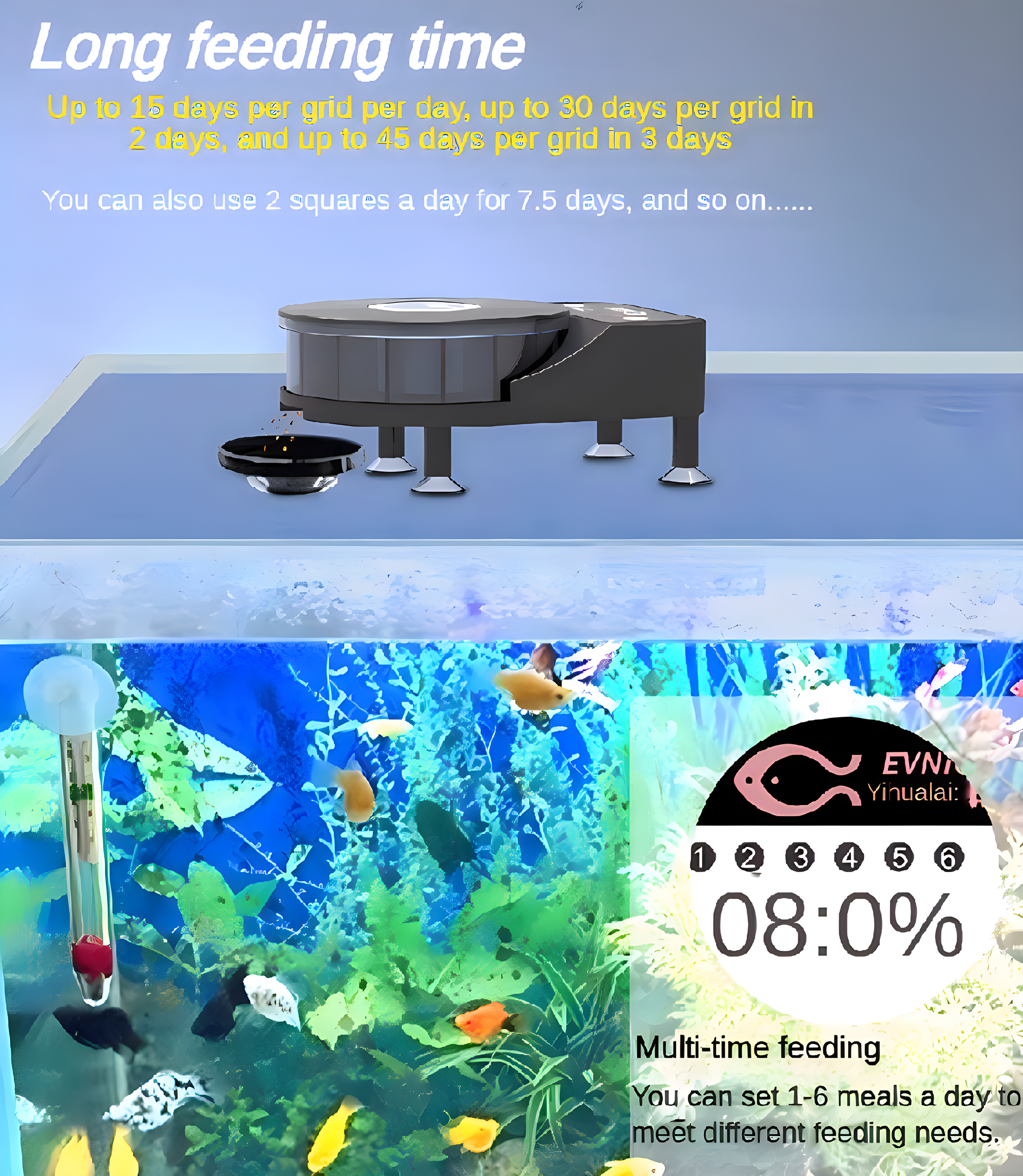 Fish feeder automatic feeder fish timing and quantitative feeder small ornamental shrimp goldfish powder small particle feeding