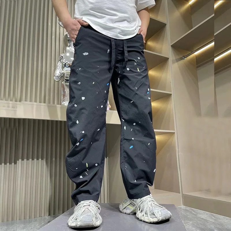 Hip Hop cargo pants mens streetwear paint spots skateboard Trouser Harajuku Korean fashion casual bag pants y2k 241007