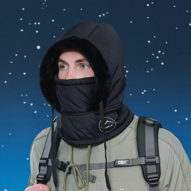 Winter Hat Face Mask Scarf One-piece Hat with Fleece Insulation Neck Protection Hood Women's Cycling Skiing Ear Protection Lei Feng Hat