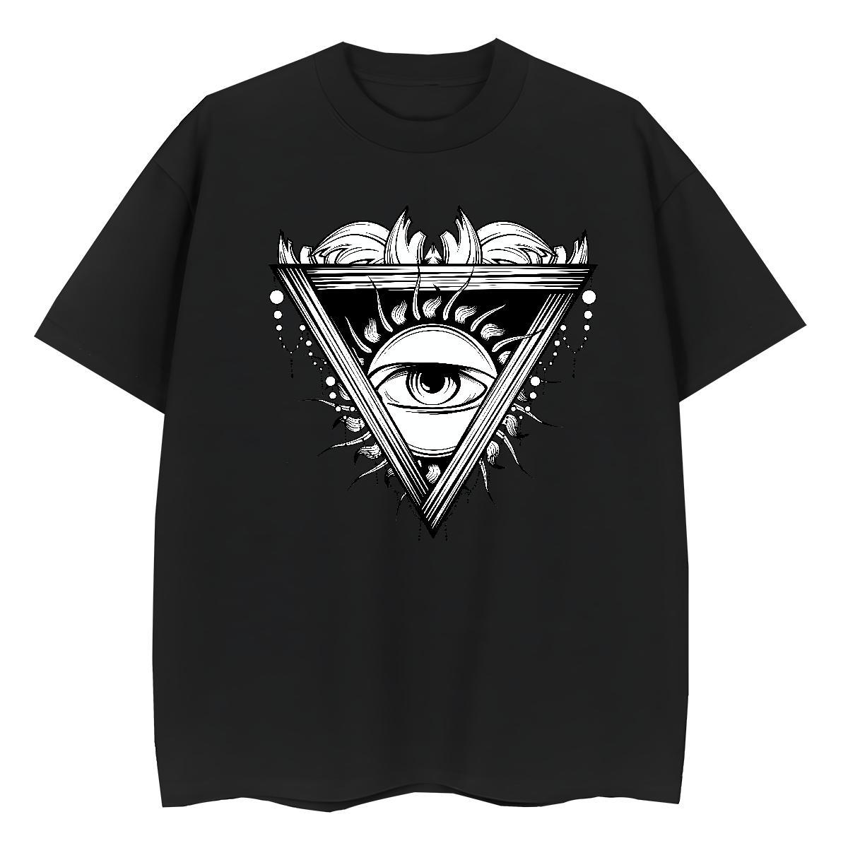 DIY T Shirts Women 230g 100% Cotton Short Sleeve O-Neck Daily Wear eye of the devil Woman Tshirt Lady Skull Tees Shirts