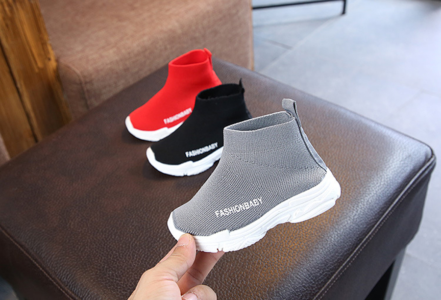 Kids High Top Sneakers Children Casual Shoes Slip-on Breathable Kids Sock Shoes Non-slip Snow Boots Boys Girls Sport Shoes Sizes 21-30