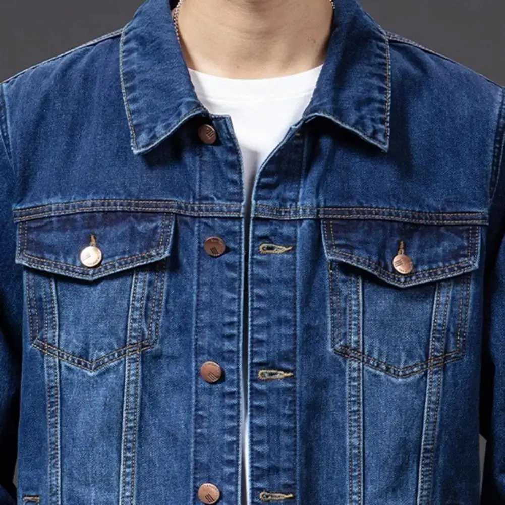 Spring Colorfast mens denim jacket single breasted collar denim cardigan jacket slim fit jacket jacket W241011