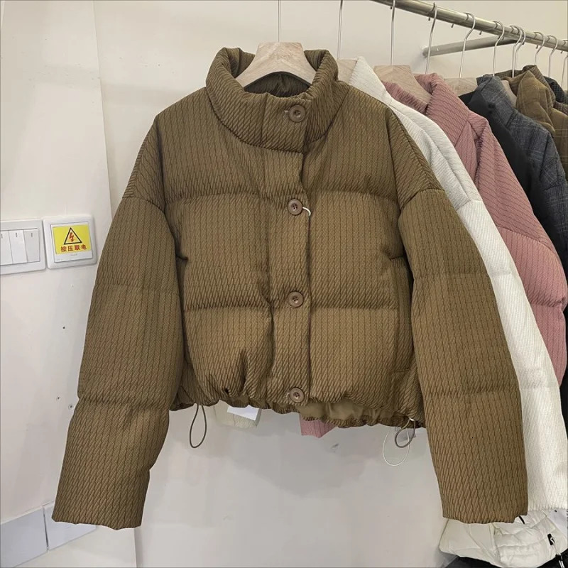 Stand Collar Short Cotton Padded Coat Womens Parka Korean Fashion Winter Jacket Female 2024 Thicken Warm Puffy Down 240930