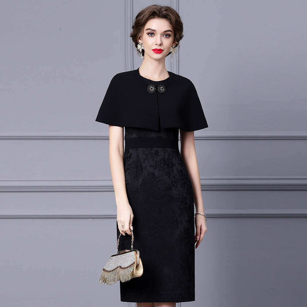 s autumn new womens clothing set exudes noble temperament with a shawl design that is fashionable and stylish. The two-piece dress showcases the figur