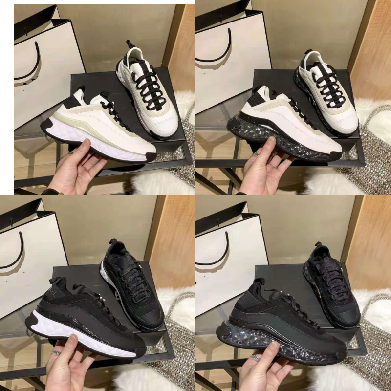 Women Leisure Sneaker Calfskin Shoes Vintage Trainers Reflective Running Sneakers Fashion Leather chan Platform nel Lace-up Print out of office sneaker