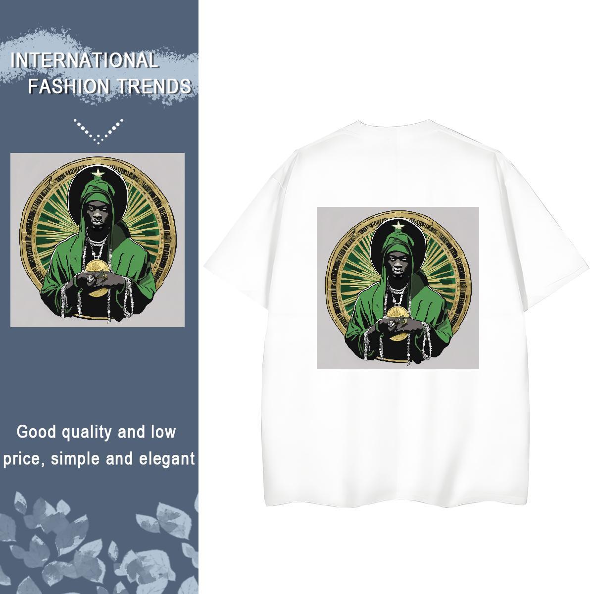 2024 Casual T-Shirts 230g Cotton Breathable Short Sleeve Outdoor money Lady T shirt Loose Plus Size Cartoon Clothings