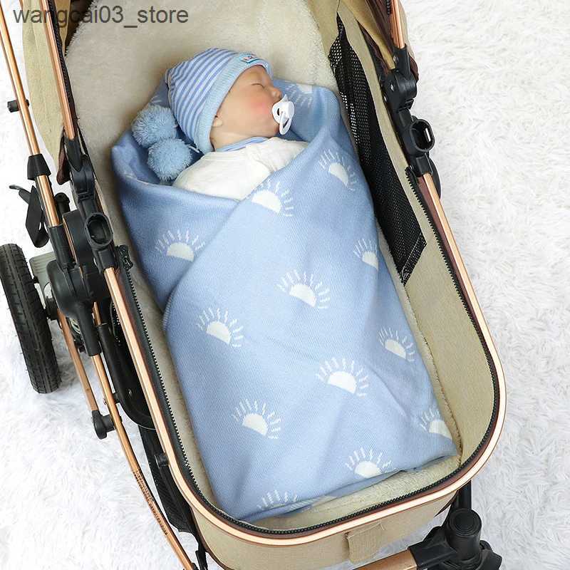 Blankets Swaddling Infant Baby Blankets Knit Newborn Kids Bedding Plaid 90*70CM Quilt Cute Sun Toddler Girl Boy Stroller Swaddling Soft Breathable L24