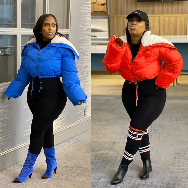 Bubble Puffer Coats crop jacket fur collar casual thick warm down coat womens Y2K clothing streetwear letter Jakcets 241009